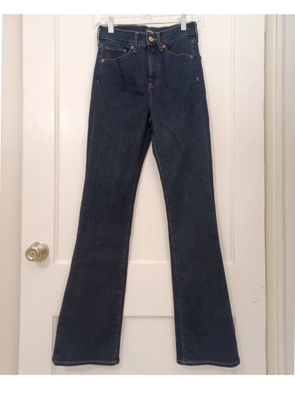 NWOT Express 2/26 Long High Rise Boot Cut Dark Rinse Jeans 32.75" Inseam